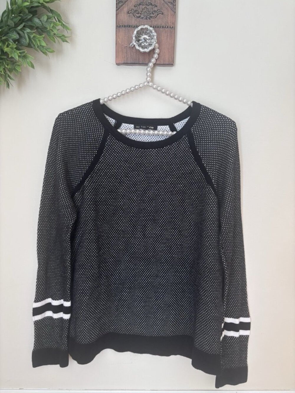 Rag & Bone Jean Womens Size L Black White Sweater Long Sleeve
